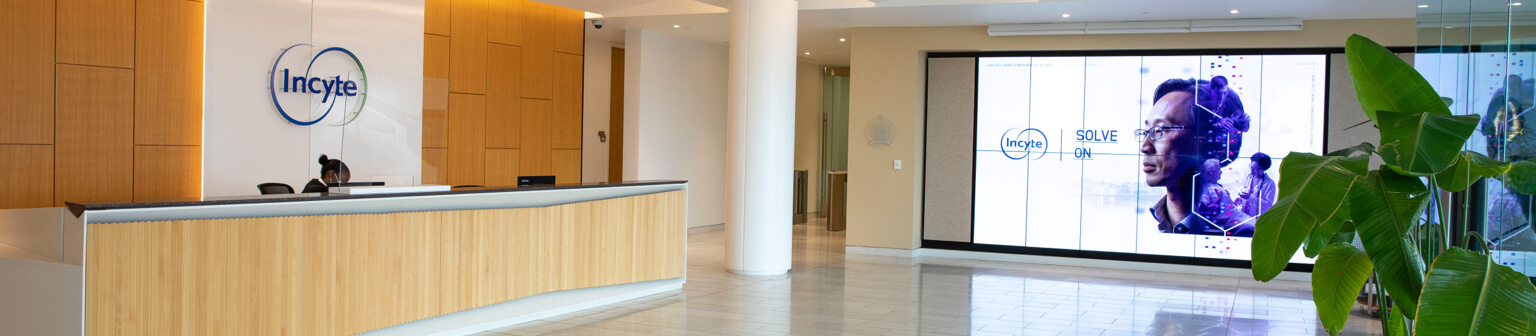 View of the Incyte building lobby